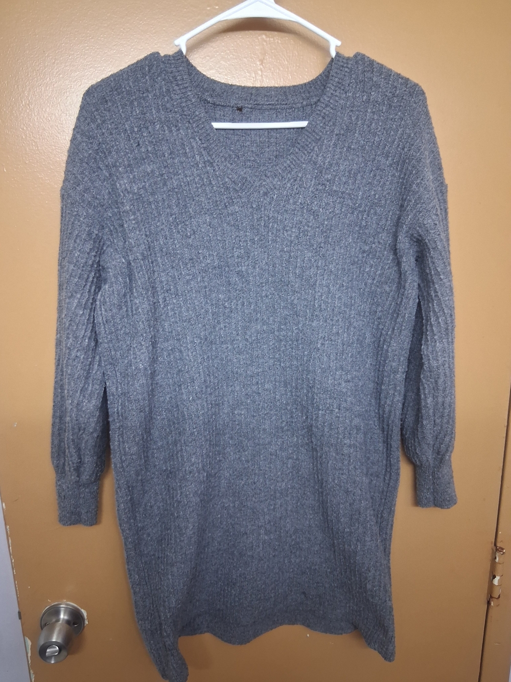 Women's XL Gray Ribbed Knit Sweater Dress